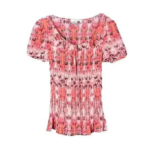 Como Vintage Ruched Pink Paisley Pattern Blouse